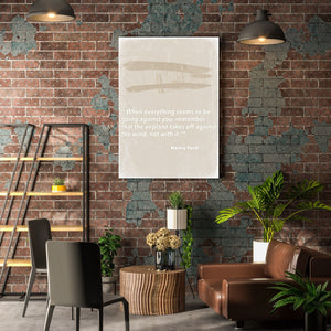 Bella Frye Henry Ford Inspirational Pilot Quote Wall Art - Airplane Takes Off Against the Wind Quote