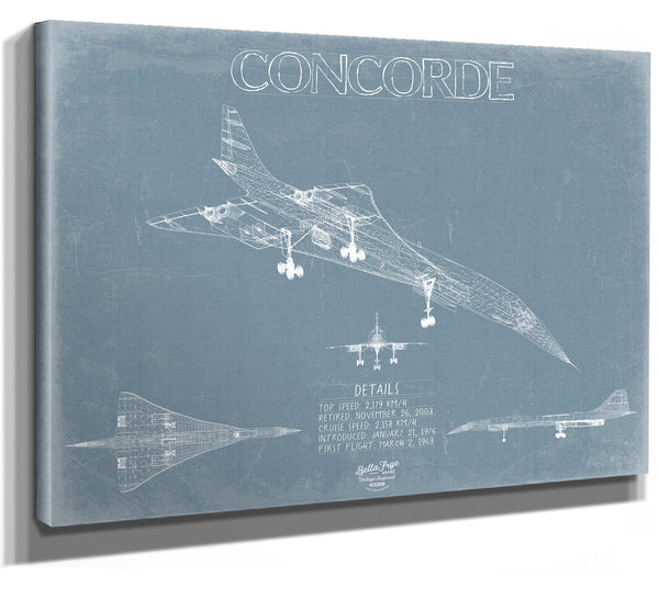 Bella Frye Concorde Aircraft Blueprint Wall Art - Original Airplane Print