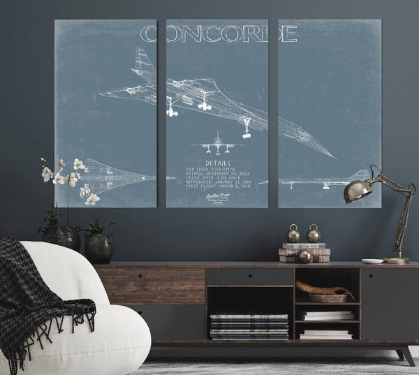 Bella Frye Concorde Aircraft Blueprint Wall Art - Original Airplane Print