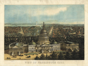 Bella Frye Washington D.C. Capital Vintage Map Wall Art - Bird's Eye View City Canvas Art