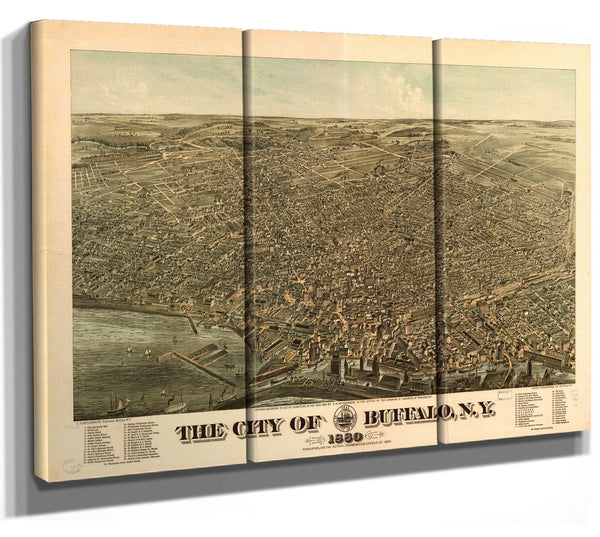 Bella Frye Buffalo New York 1904 Vintage Map Wall Art - Bird's Eye View City Canvas Art