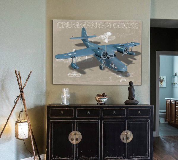 Bella Frye Grumman G-21 Goose Blueprint Wall Art - Original Airplane Print