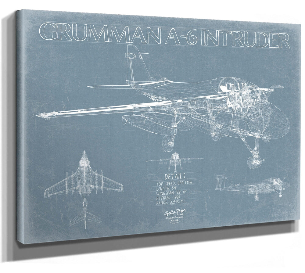 Bella Frye Grumman A-6 Intruder Blueprint Wall Art - Original Airplane Print