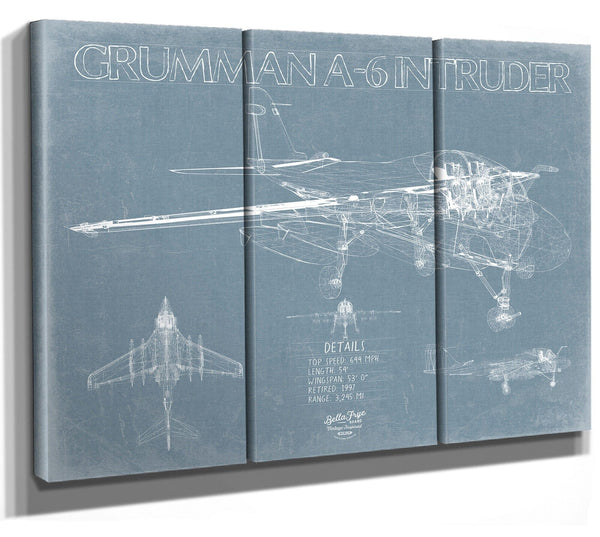 Bella Frye Grumman A-6 Intruder Blueprint Wall Art - Original Airplane Print