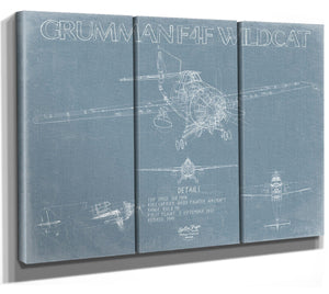 Bella Frye F4F Wildcat Blueprint Wall Art - Original Airplane Print