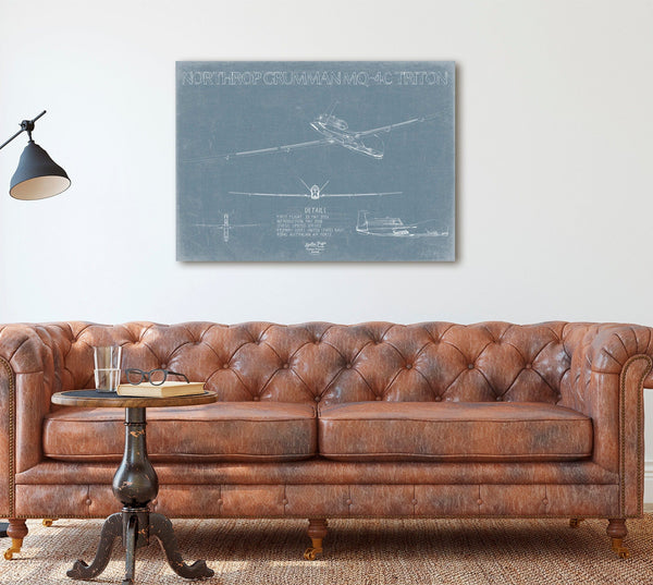 Bella Frye MQ-4C Triton UAV Blueprint Wall Art - Original Airplane Print