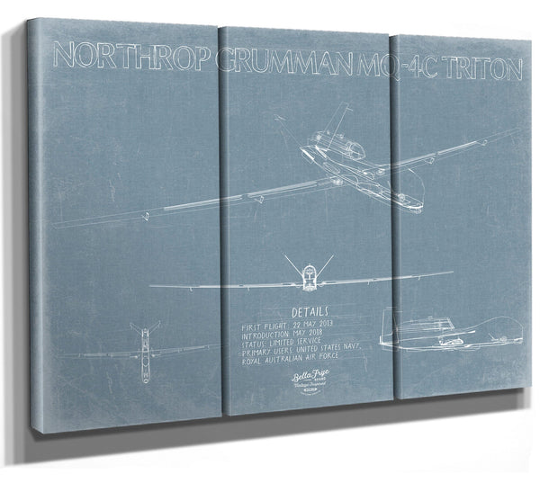 Bella Frye MQ-4C Triton UAV Blueprint Wall Art - Original Airplane Print