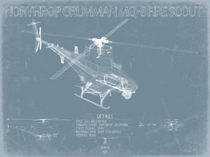 Bella Frye MQ-8 Firescout UAV Blueprint Wall Art - Original Airplane Print