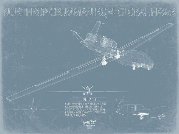 Bella Frye RQ-4 Global Hawk Blueprint Wall Art - Original Airplane Print