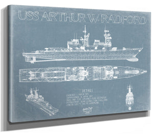 Bella Frye USS Arthur W. Radford (DD-968) Blueprint Wall Art - Original Carrier Print