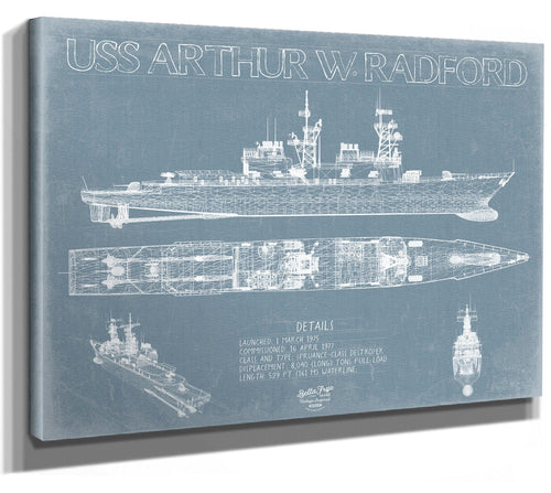 Bella Frye USS Arthur W. Radford (DD-968) Blueprint Wall Art - Original Carrier Print