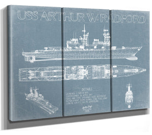 Bella Frye USS Arthur W. Radford (DD-968) Blueprint Wall Art - Original Carrier Print