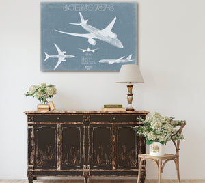 Bella Frye Boeing 787-8 Aircraft Blueprint Wall Art - Original Aviation Plane Print