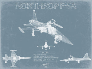 Bella Frye Northrop F-5A Freedom Fighter Aircraft Blueprint Wall Art - Original Fighter Plane Print