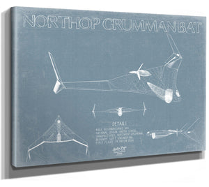 Bella Frye Northrop Grumman Bat UAV Blueprint Wall Art - Original UAV Print