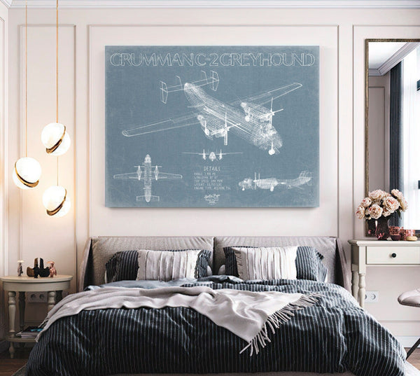 Bella Frye Grumman C-2 Greyhound Aircraft Blueprint Wall Art - Original Cargo Aircraft Print