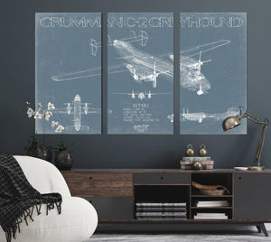 Bella Frye Grumman C-2 Greyhound Aircraft Blueprint Wall Art - Original Cargo Aircraft Print