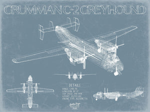 Bella Frye Grumman C-2 Greyhound Aircraft Blueprint Wall Art - Original Cargo Aircraft Print