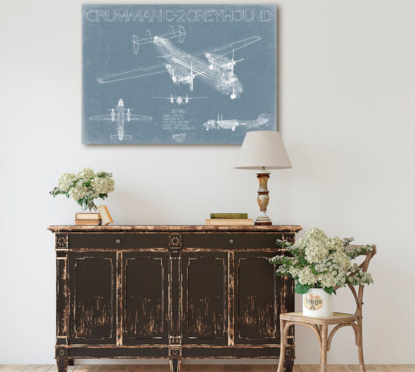 Bella Frye Grumman C-2 Greyhound Aircraft Blueprint Wall Art - Original Cargo Aircraft Print