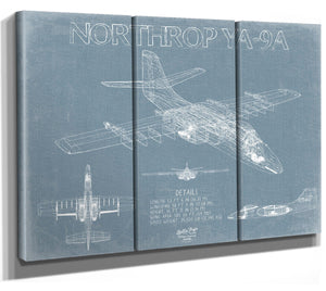 Bella Frye Northrop YA-9A Aircraft Blueprint Wall Art - Original Fighter Plane Print