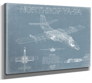 Bella Frye Northrop YA-9A Aircraft Blueprint Wall Art - Original Fighter Plane Print