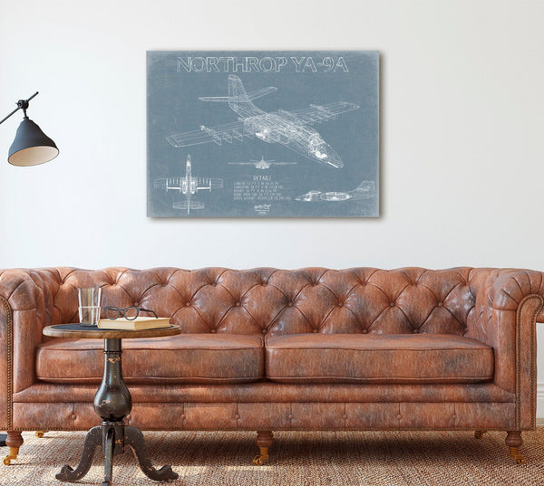 Bella Frye Northrop YA-9A Aircraft Blueprint Wall Art - Original Fighter Plane Print