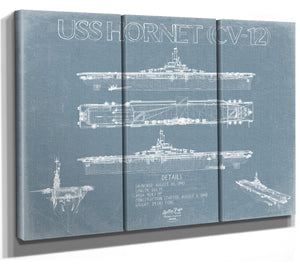 Bella Frye USS Hornet (CV-12) Blueprint Wall Art - Original Carrier Print