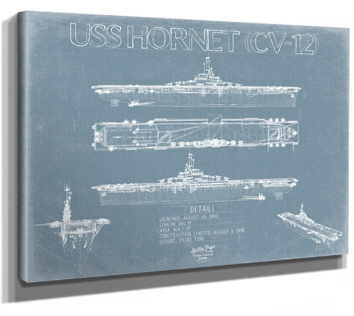 Bella Frye USS Hornet (CV-12) Blueprint Wall Art - Original Carrier Print