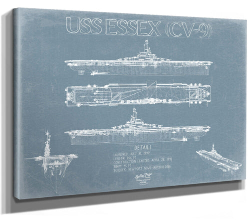 Bella Frye USS Essex (CV-9) Blueprint Wall Art - Original Carrier Print