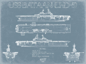 Bella Frye USS Bataan (LHD-5) Blueprint Wall Art - Original Amphibious Assault Ship Print