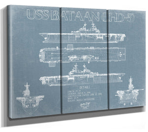 Bella Frye USS Bataan (LHD-5) Blueprint Wall Art - Original Amphibious Assault Ship Print