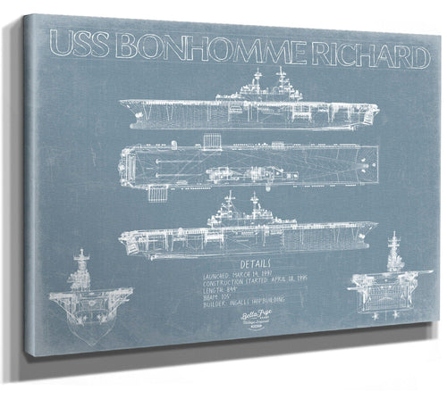 Bella Frye USS Bonhomme Richard (LHD-6) Blueprint Wall Art - Original Amphibious Assault Ship Print