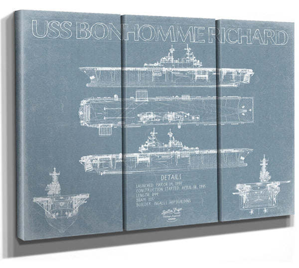 Bella Frye USS Bonhomme Richard (LHD-6) Blueprint Wall Art - Original Amphibious Assault Ship Print