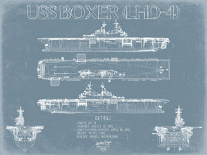 Bella Frye USS Boxer (LHD-4) Blueprint Wall Art - Original Amphibious Assault Ship Print