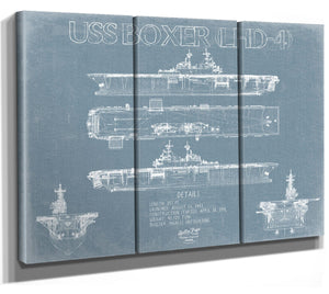 Bella Frye USS Boxer (LHD-4) Blueprint Wall Art - Original Amphibious Assault Ship Print