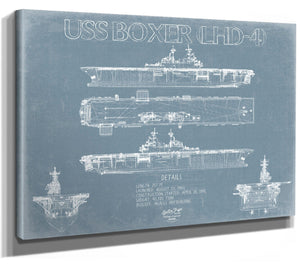 Bella Frye USS Boxer (LHD-4) Blueprint Wall Art - Original Amphibious Assault Ship Print