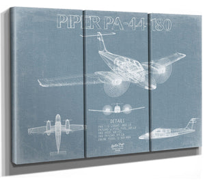 Bella Frye Piper PA-44-180 Aircraft Blueprint Wall Art - Original Airplane Print