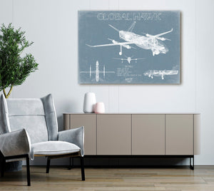 Bella Frye Global Hawk Aircraft Blueprint Wall Art - Original Airplane Print