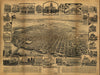 Bella Frye Sacramento California Vintage Map Wall Art - Bird's Eye View City Canvas Art