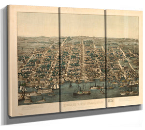 Bella Frye Alexandria, Virginia Vintage Map Wall Art - Bird's Eye View City Canvas Art