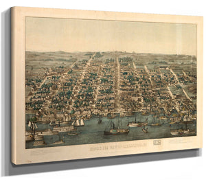 Bella Frye Alexandria, Virginia Vintage Map Wall Art - Bird's Eye View City Canvas Art