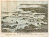 Bella Frye Boston Harbor Vintage Map Wall Art - Bird's Eye View City Canvas Art
