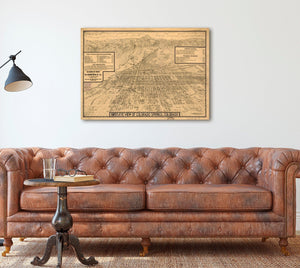 Bella Frye Colorado Springs, Colorado Vintage Map Wall Art - Bird's Eye View City Canvas Art