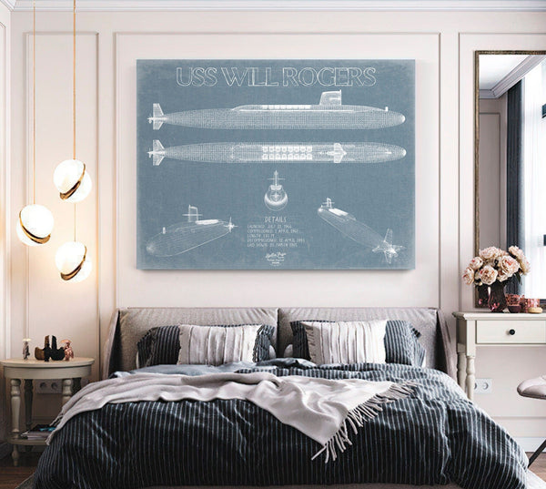 Bella Frye USS Will Rogers (SSBN-659) Blueprint Wall Art - Original Submarine Print