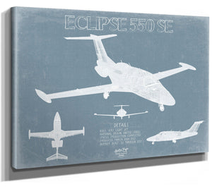 Bella Frye Eclipse 550 SE Aircraft Blueprint Wall Art - Original Airplane Print