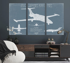 Bella Frye Eclipse 550 SE Aircraft Blueprint Wall Art - Original Airplane Print