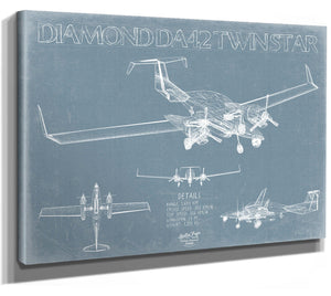 Bella Frye Diamond DA42 Twin Star Aircraft Blueprint Wall Art - Original Airplane Print