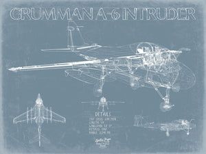 Bella Frye Grumman A-6 Intruder Blueprint Wall Art - Original Airplane Print