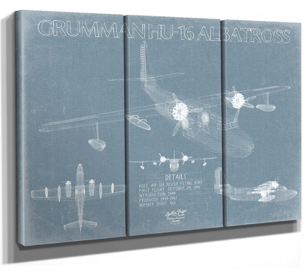 Bella Frye Grumman HU-16 Albatross Blueprint Wall Art - Original Airplane Print