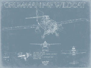 Bella Frye F4F Wildcat Blueprint Wall Art - Original Airplane Print